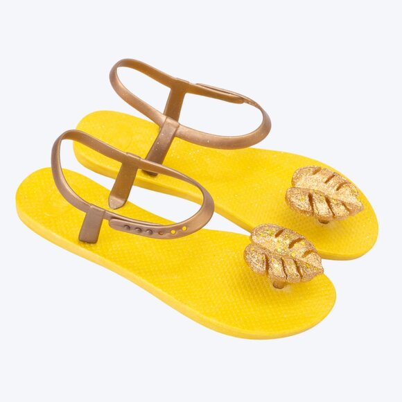 ZHOELALA — Sandals Comfort "TROPICAL LEAVES" • Sunny Lemon - Picture 2 of 8